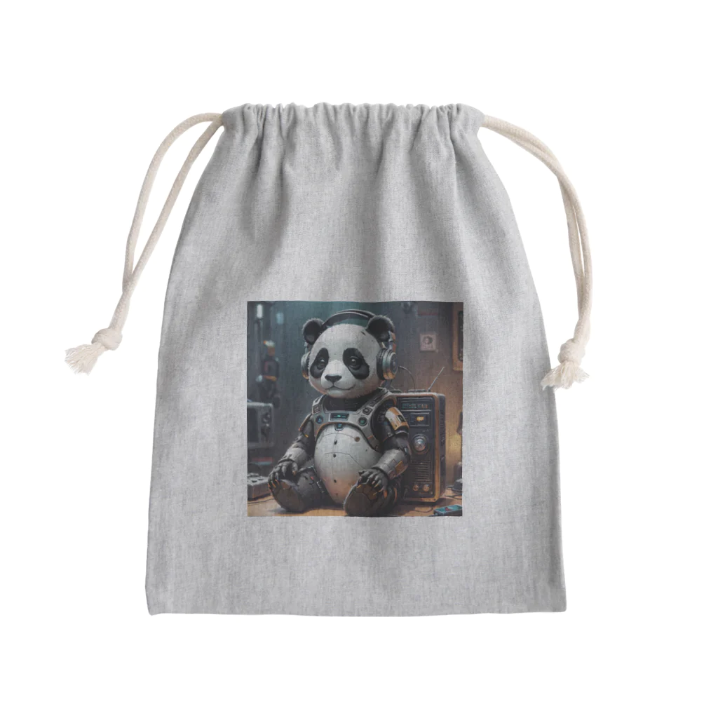 iganjの音楽聴いているロボットパンダ Mini Drawstring Bag