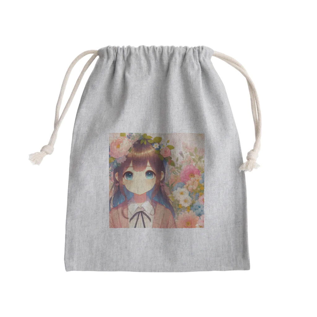 ピクセルパレットの可愛い女の子とお花10 Mini Drawstring Bag