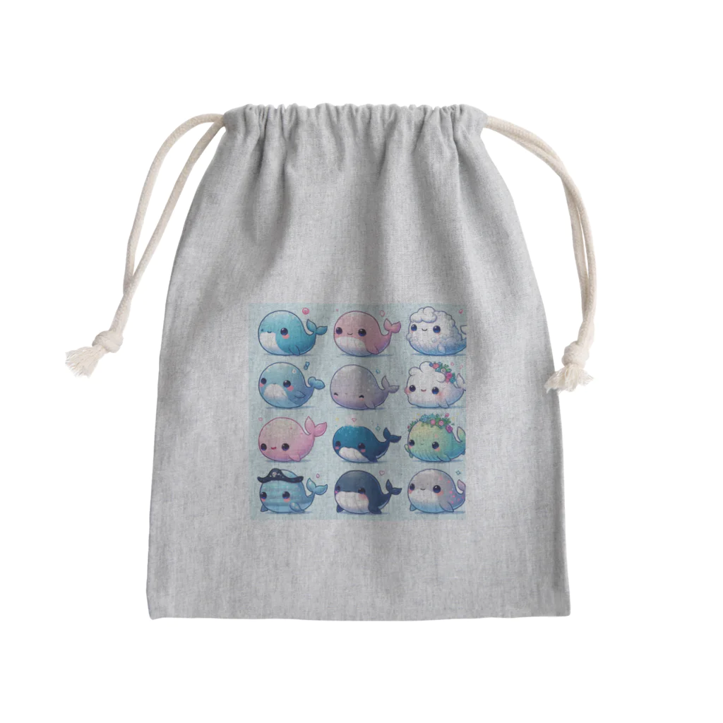 わくわく海の雑貨屋のにこにこクジラコレクション Mini Drawstring Bag