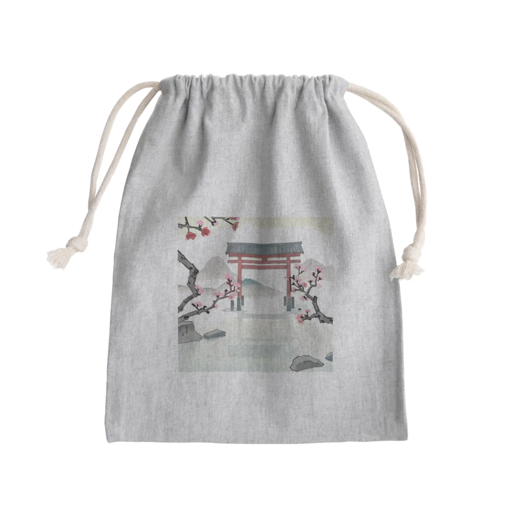 JoyfulMomentsCraftsの桜と鳥居　ー Cherry Blossoms and Torii ー Mini Drawstring Bag