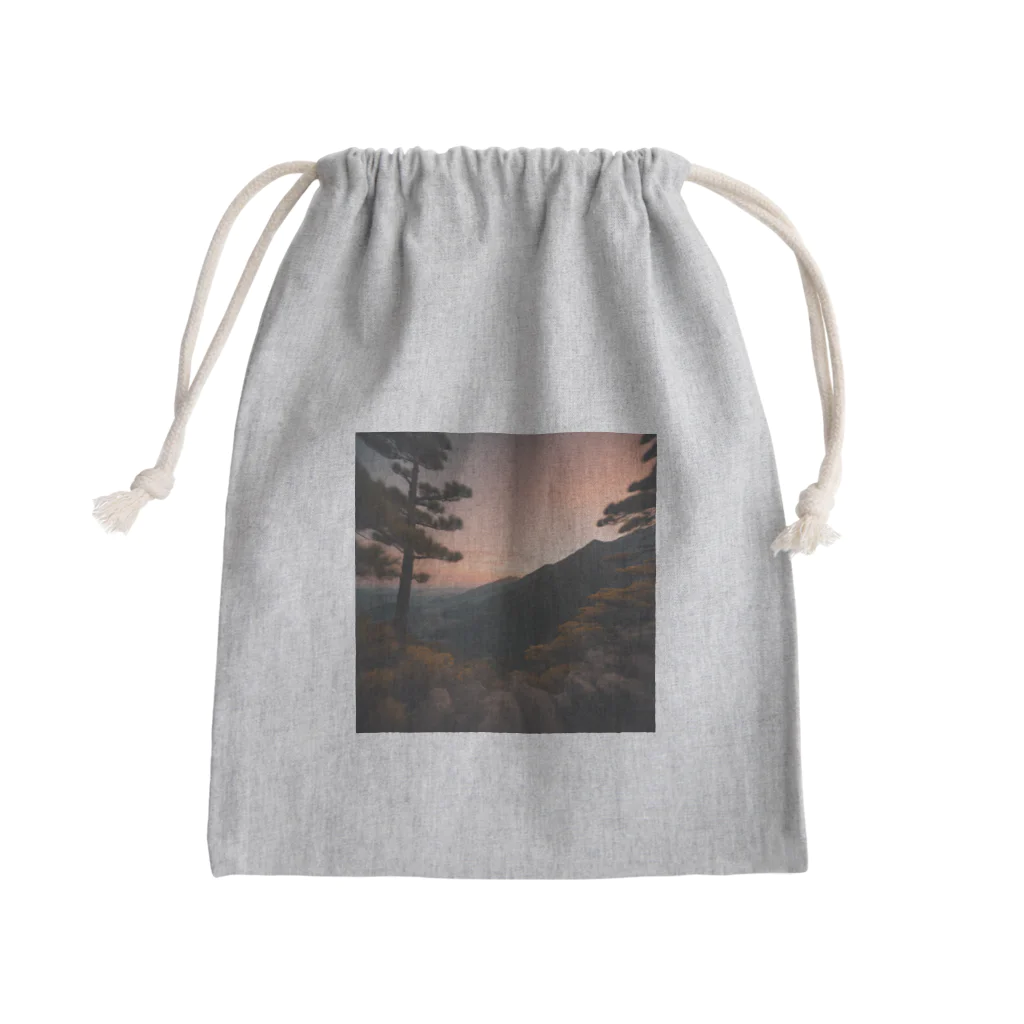 chachamaaruの夕陽が山々にそそぐ美しい光 Mini Drawstring Bag