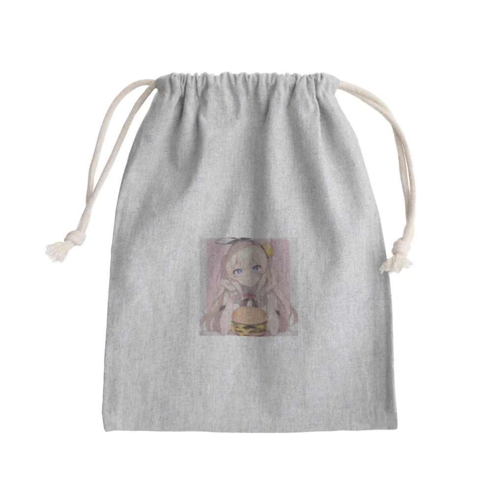 オリジナルグッズショップ KIJITORAの私とバーガー Mini Drawstring Bag