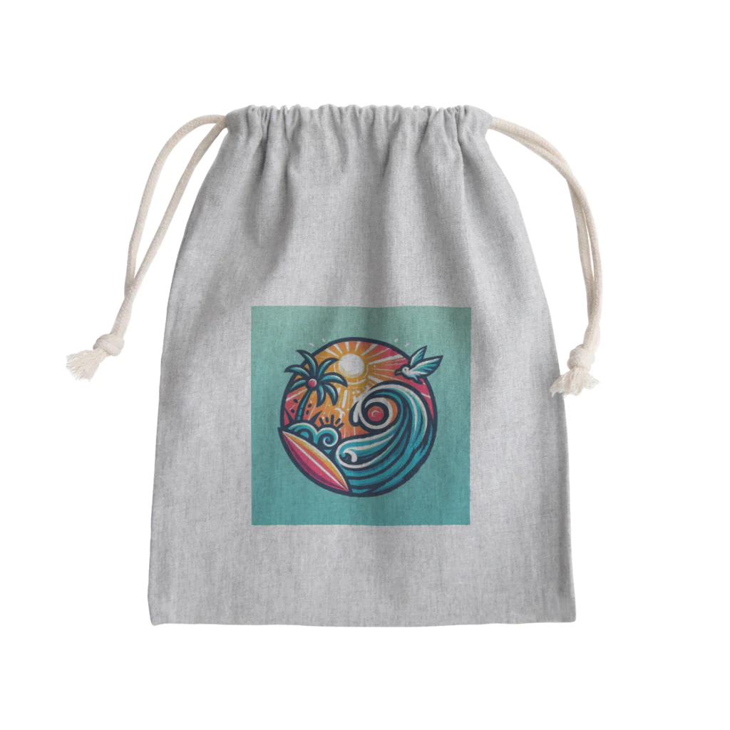 ノアSHOPの波乗り好きにピッタリな可愛いサーフィンロゴ♪ Mini Drawstring Bag