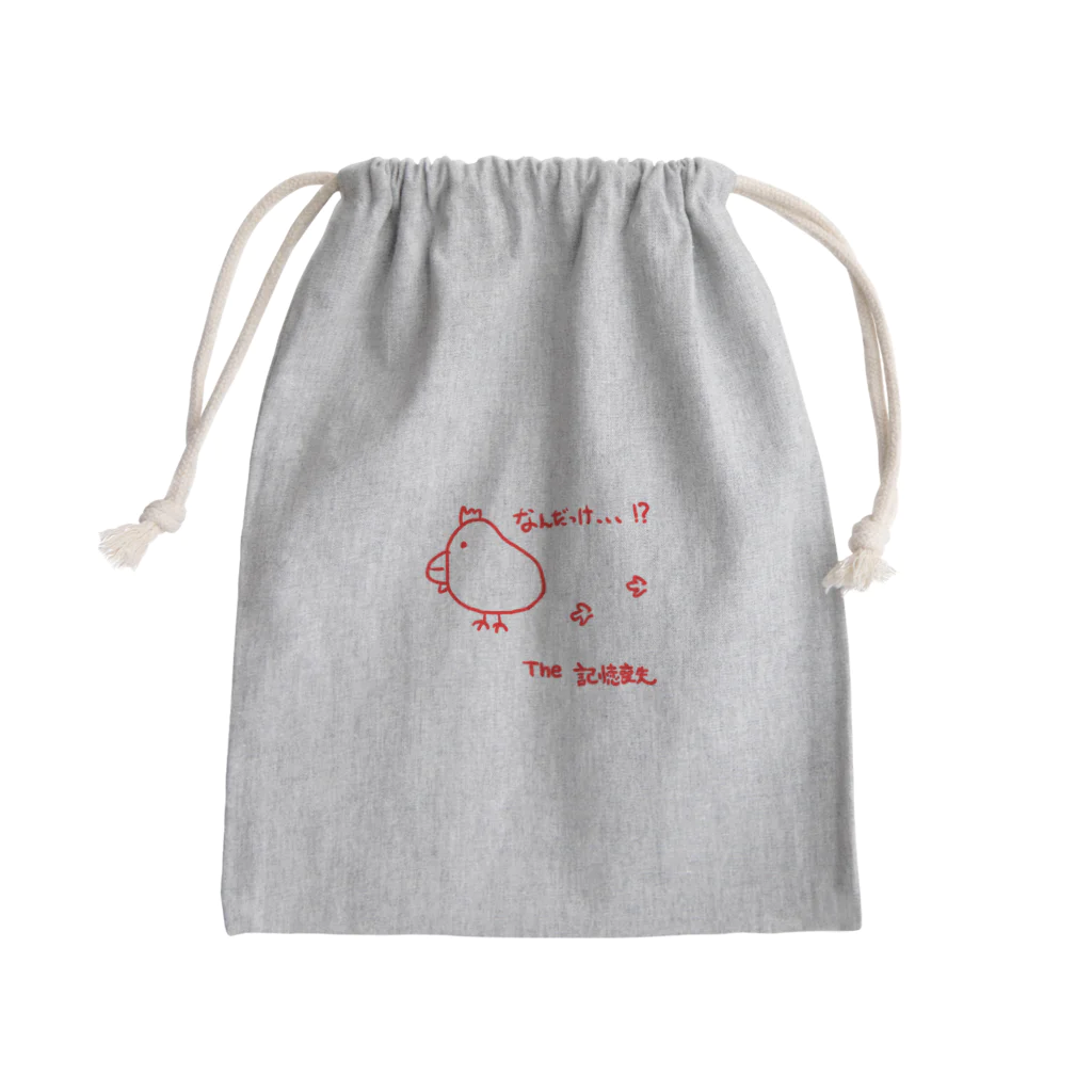 knockin-bluesのなんだっけ!?とり(赤) Mini Drawstring Bag