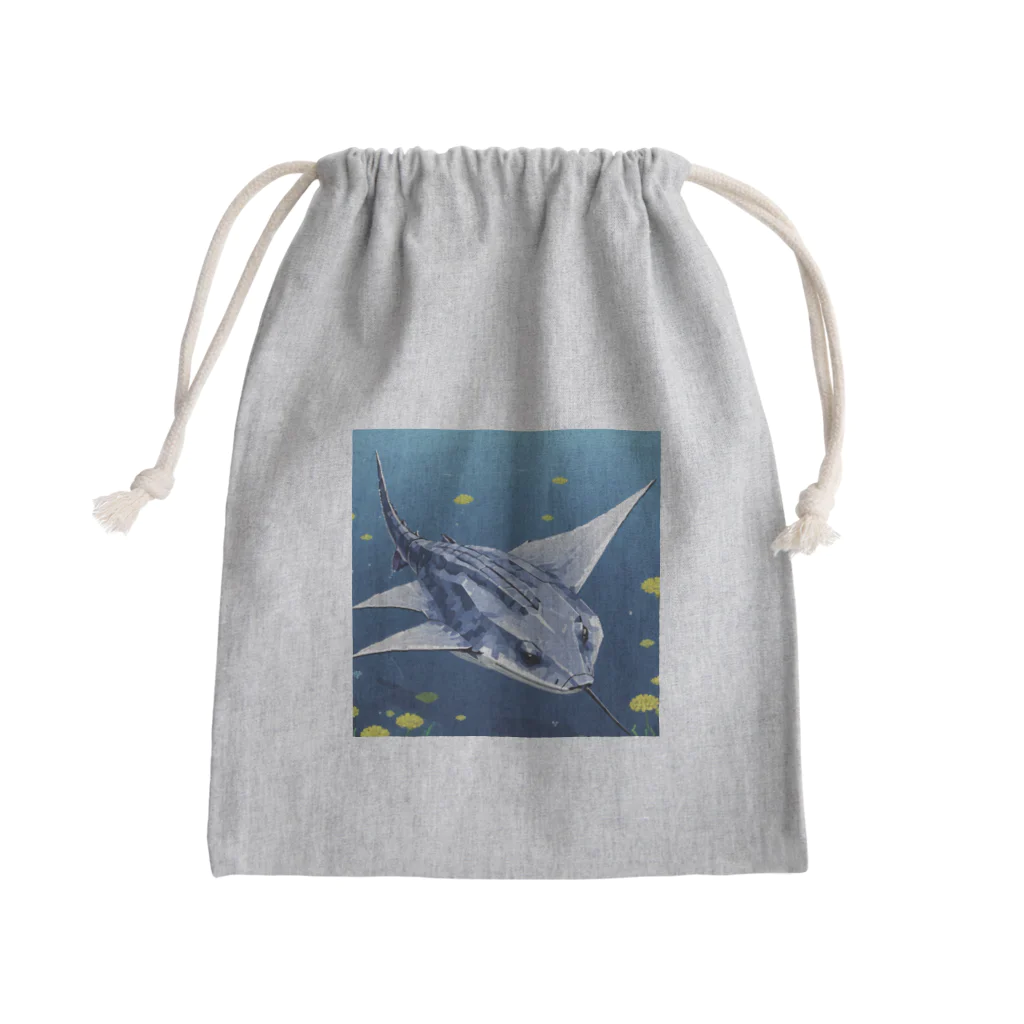 SUZURI56のドット絵ノコギリザメ Mini Drawstring Bag