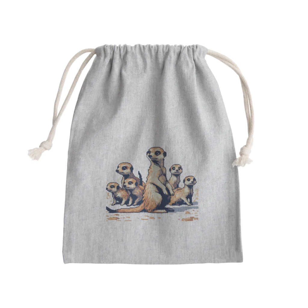 DotAnimalsのドットミーアキャット_ファミリー Mini Drawstring Bag