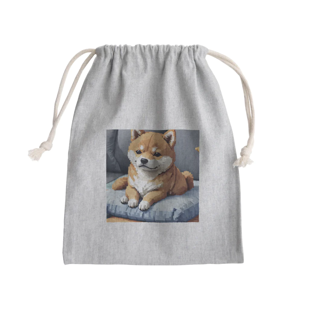 oricoricoのクッションの上でくつろぐ柴犬 Mini Drawstring Bag