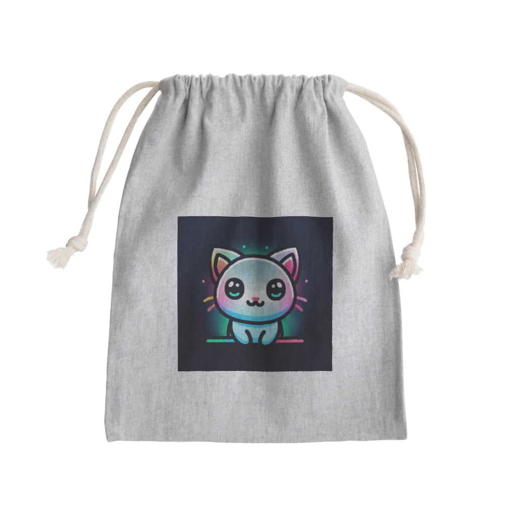 キャピキャピのネオン系の可愛い猫 Mini Drawstring Bag