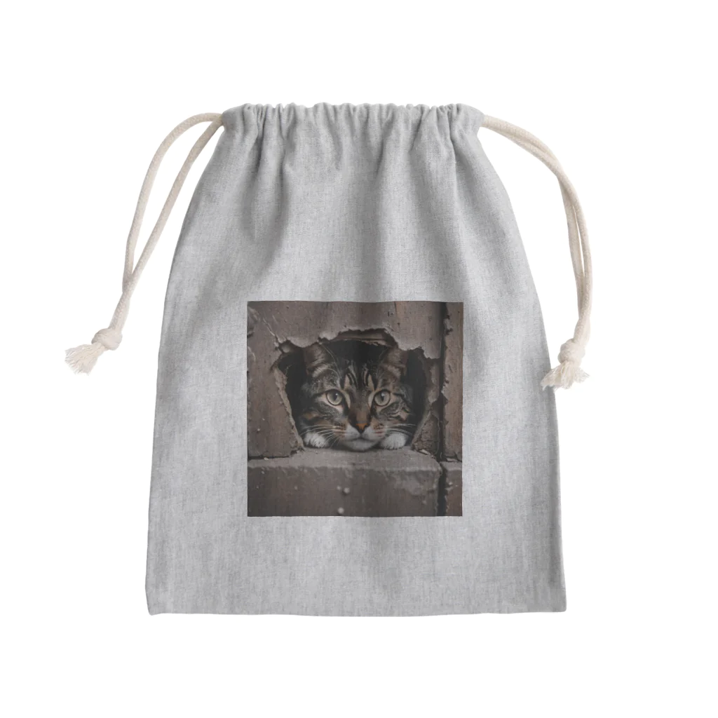 jaguar3の隙間からこんにちは猫 Mini Drawstring Bag