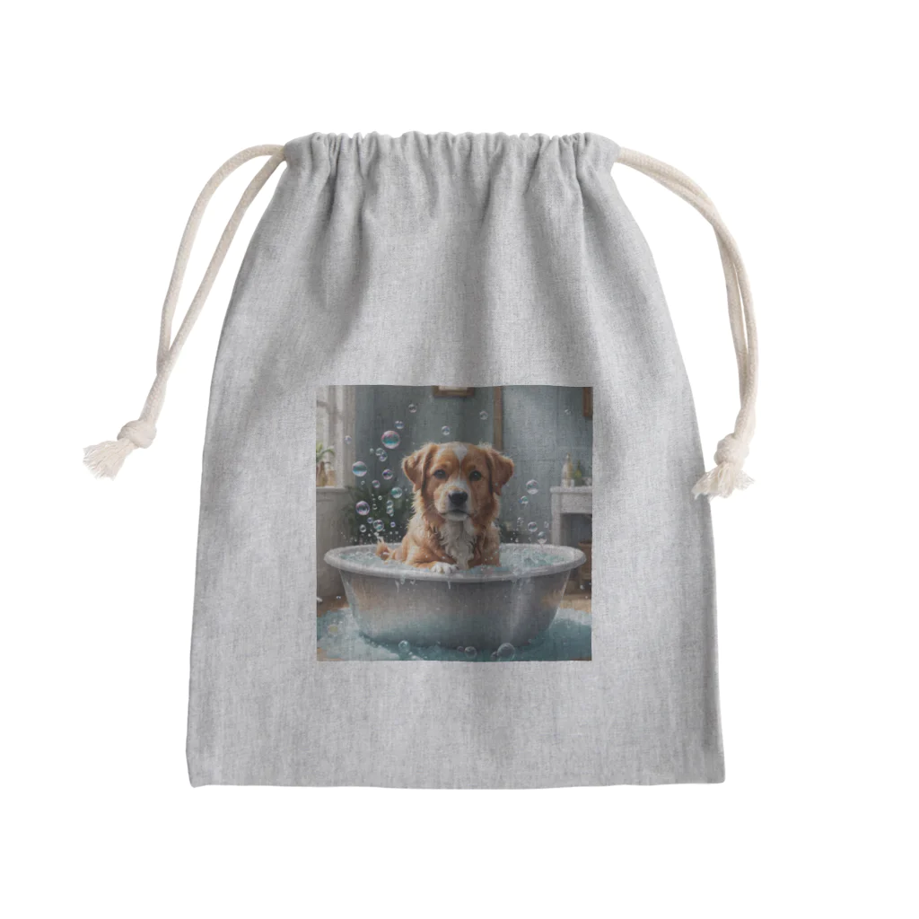 tk_rinbokuの犬の水浴び Mini Drawstring Bag