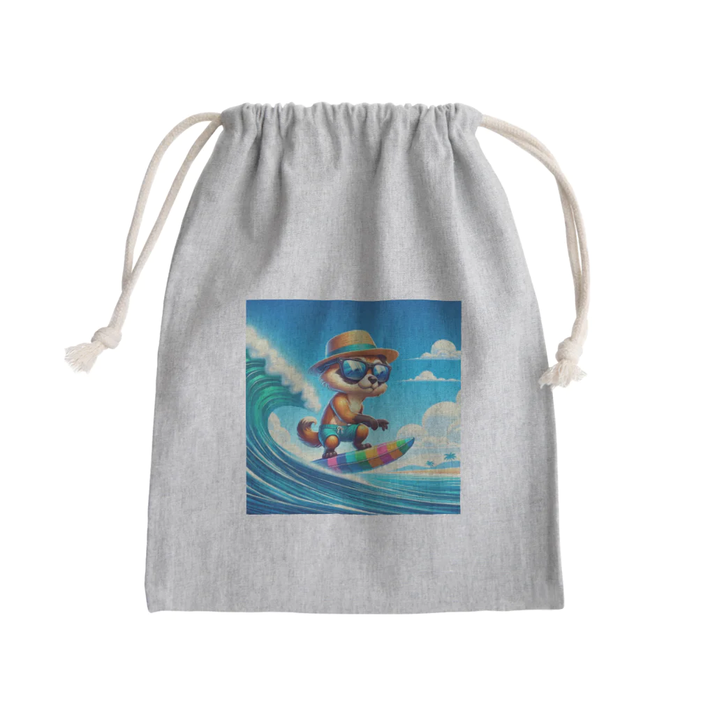 Snow-peaceのサーフィンアライグマの夏の日 Mini Drawstring Bag