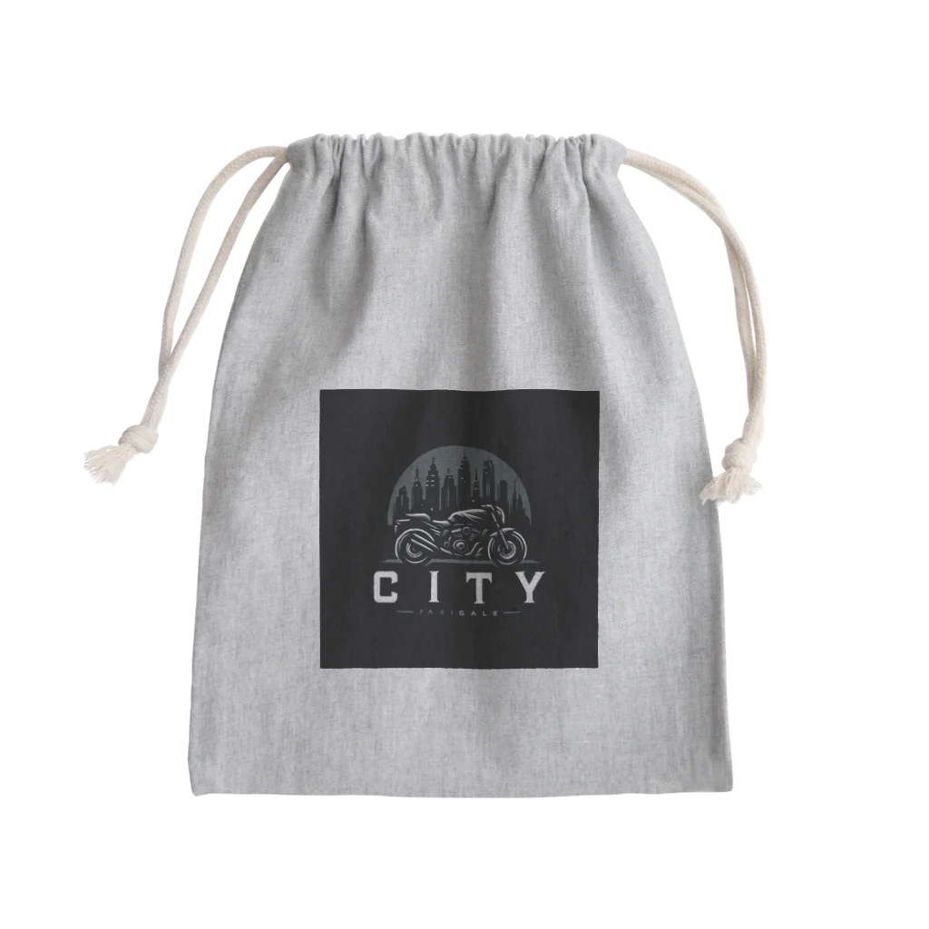 the blue seasonの都市とバイクのダークロゴデザイン Mini Drawstring Bag