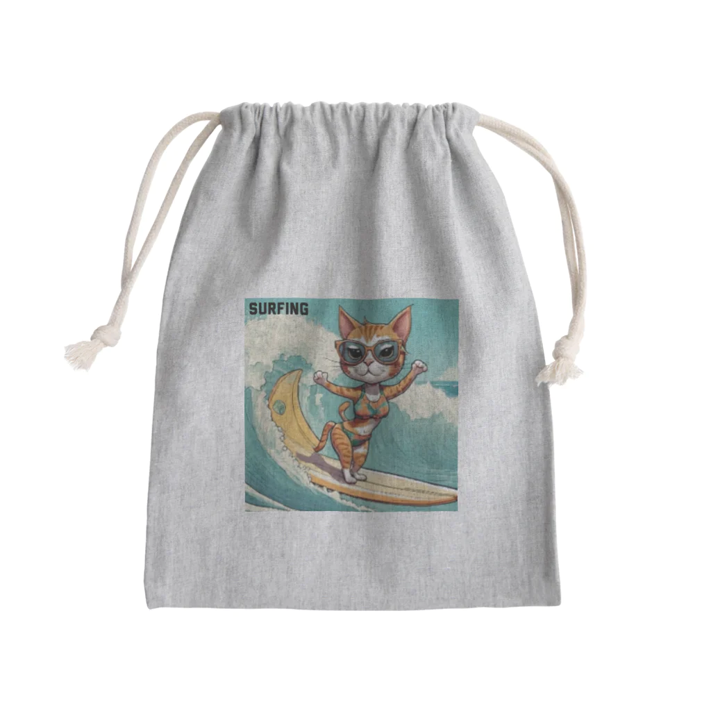 ハワイライフのSURFING猫（女の子バージョン） Mini Drawstring Bag