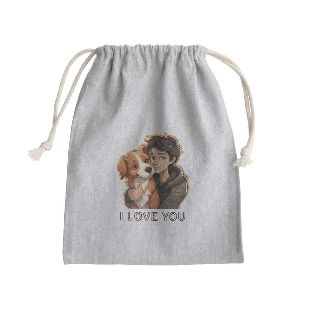 AwagoModeのI LOVE YOU(Dog&Boy) (38) Mini Drawstring Bag