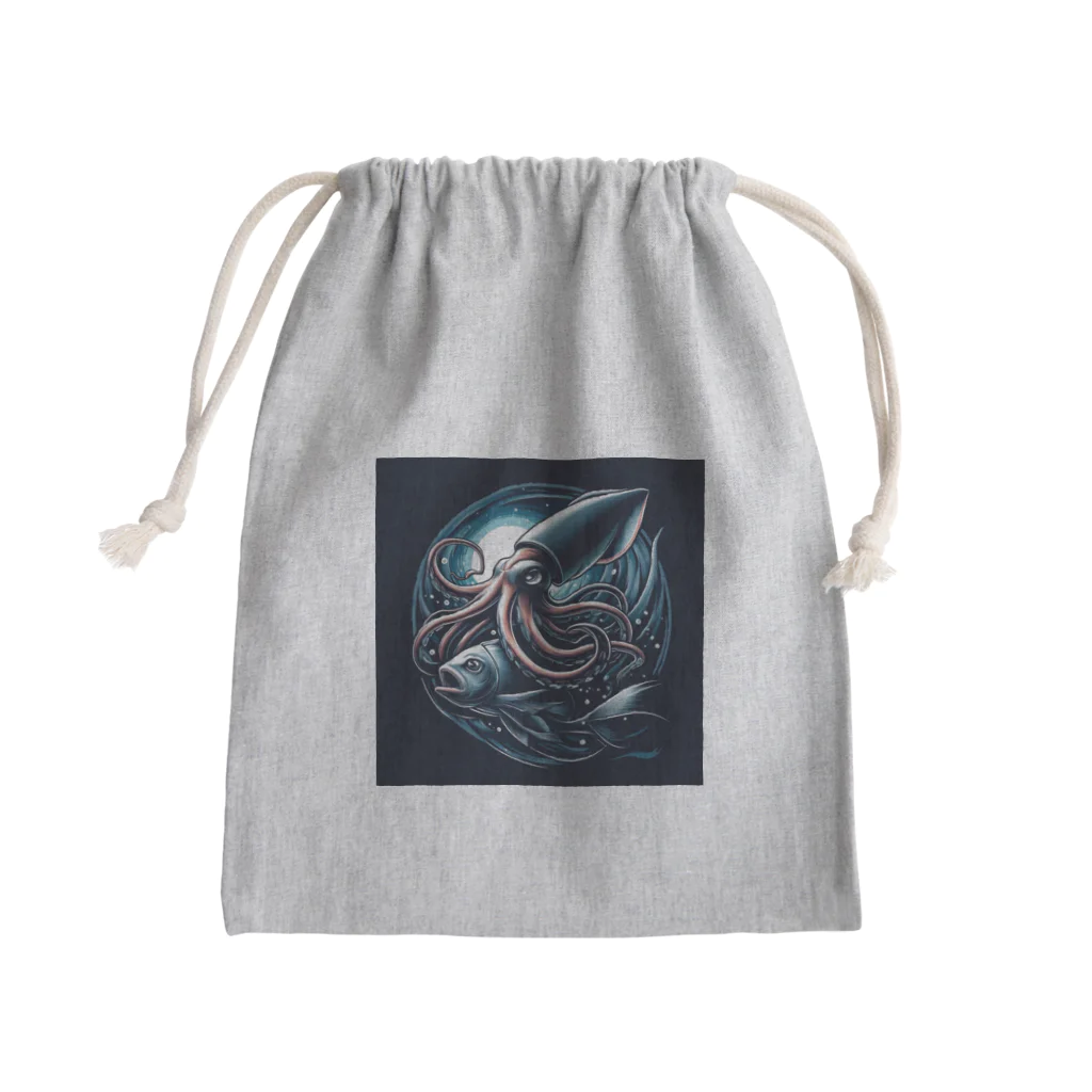 海の幸の捕食する大王イカ Mini Drawstring Bag