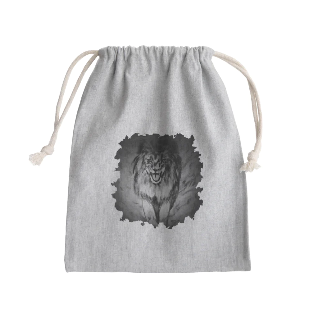 greetenのライオン　アートアニマル　モノクロ Mini Drawstring Bag