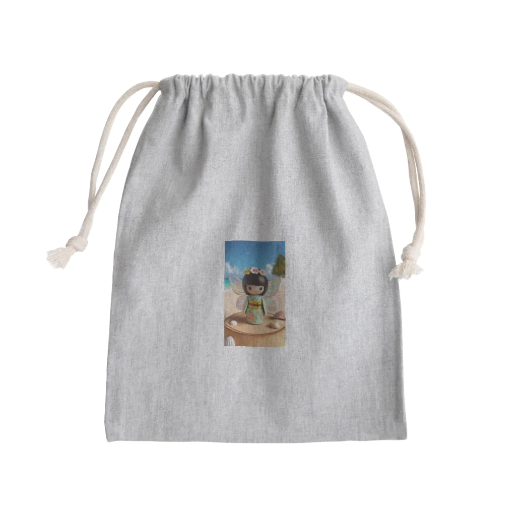 ぷぷオレンジの海の妖精こけしちゃん Mini Drawstring Bag