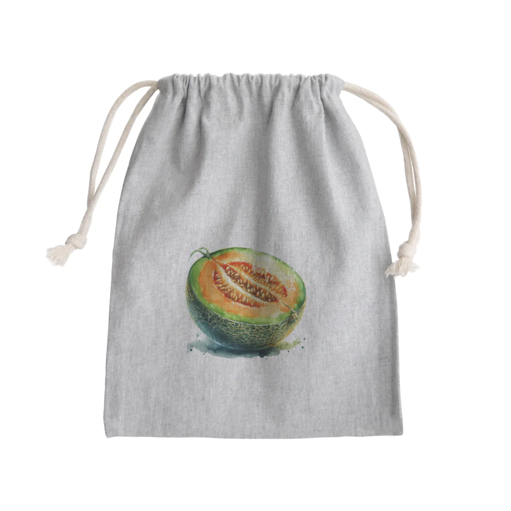 eri_sakuの夏の果実　メロン(白文字) Mini Drawstring Bag