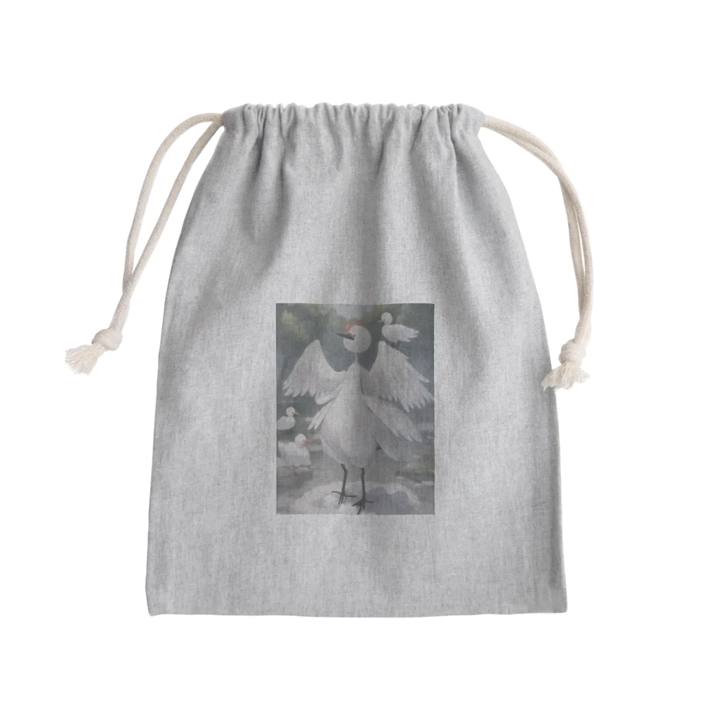 yasashii-ryouteのマシュマロタンチョウ Mini Drawstring Bag