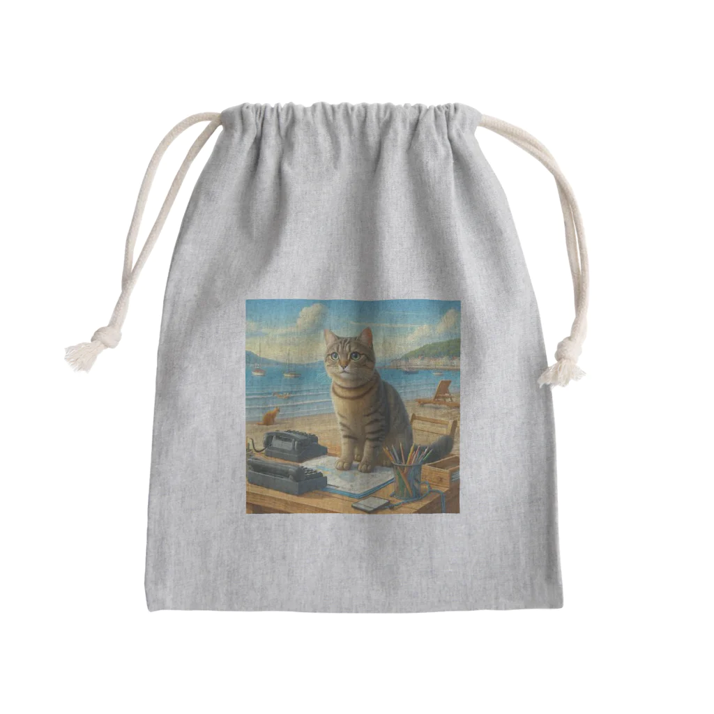 peace2024の海辺の仕事猫 Mini Drawstring Bag