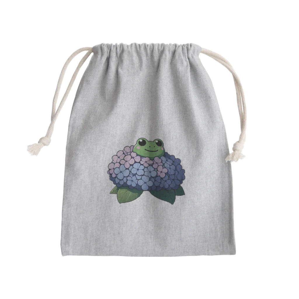 終わらない夢🌈の紫陽花の花と可愛いアマガエル🐸 Mini Drawstring Bag