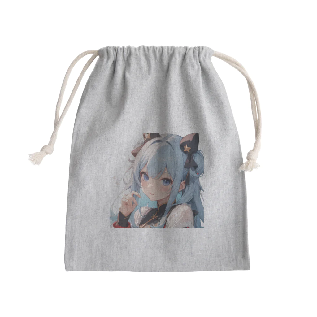 hazukimikanのあおにゃん Mini Drawstring Bag