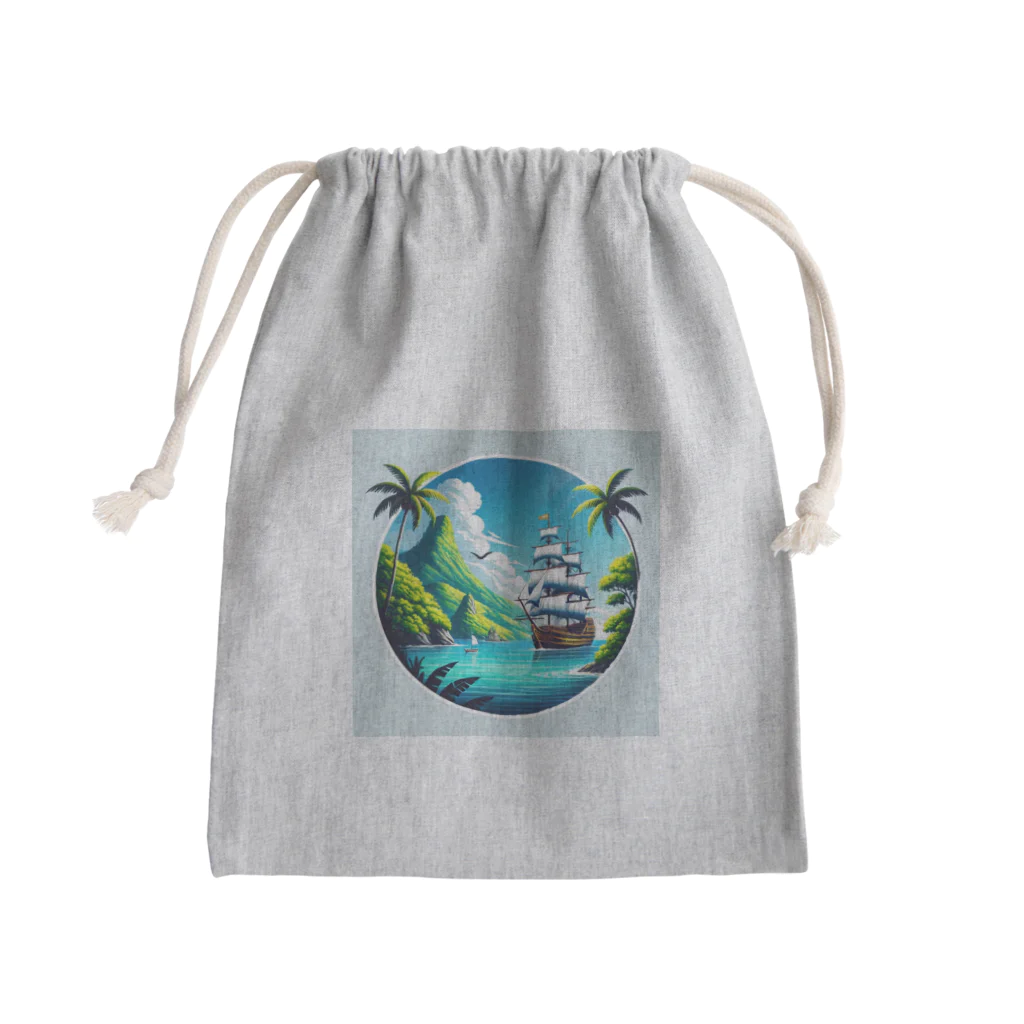 海の幸のカリブ海と船 Mini Drawstring Bag