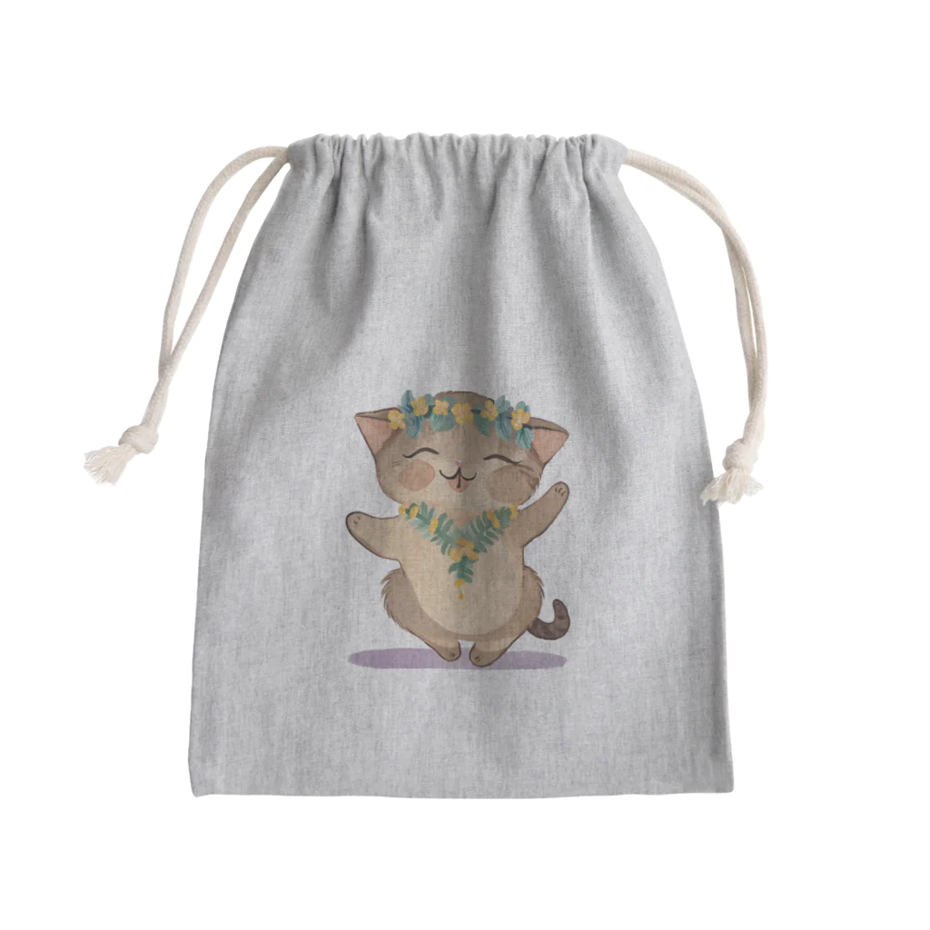 ハワイライフのアロハねこ Mini Drawstring Bag