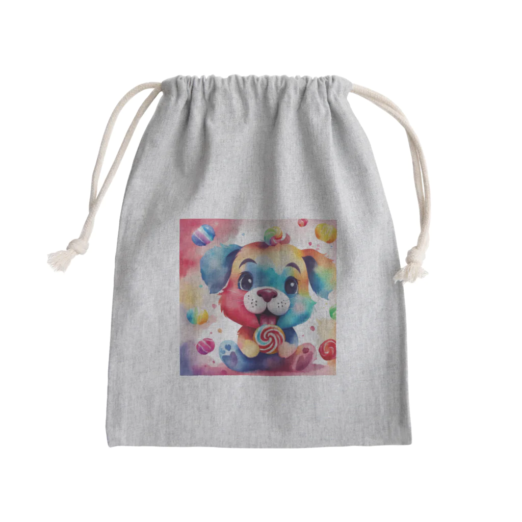 赤ペンギン@AIのキャンディーカラーパピー Mini Drawstring Bag