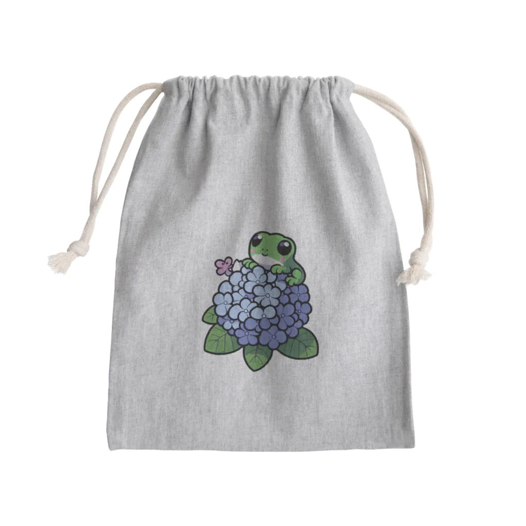 終わらない夢🌈のあじさいの花と🐸カエル君 Mini Drawstring Bag