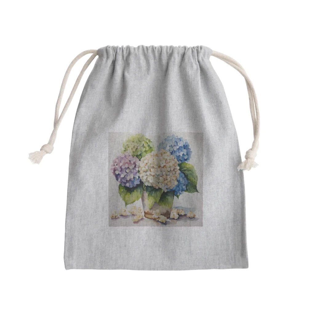 OkometoOmochiの紫陽花とポップコーン Mini Drawstring Bag