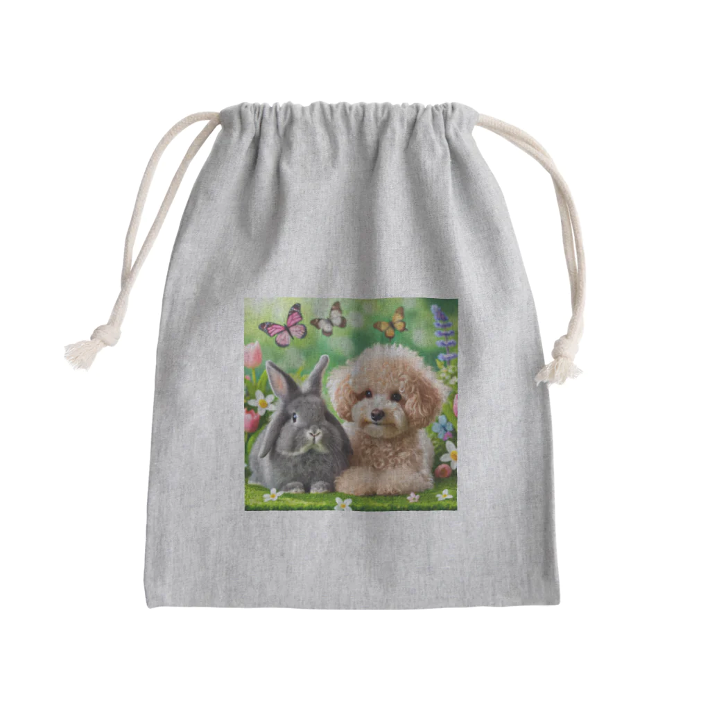 hachitaroのうさぎのネザーランドドワーフと犬のトイプードル Mini Drawstring Bag