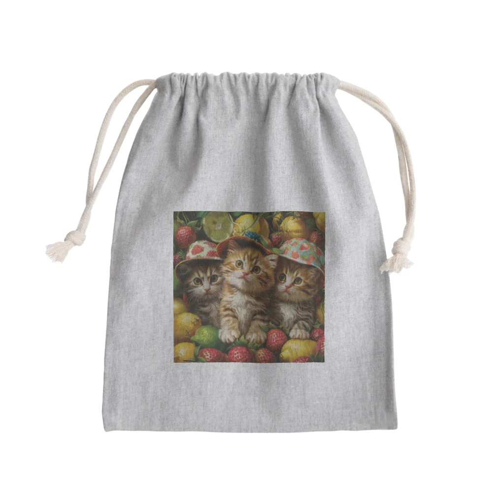 AQUAMETAVERSEの子猫のフルーツの楽園　なでしこ1478 Mini Drawstring Bag