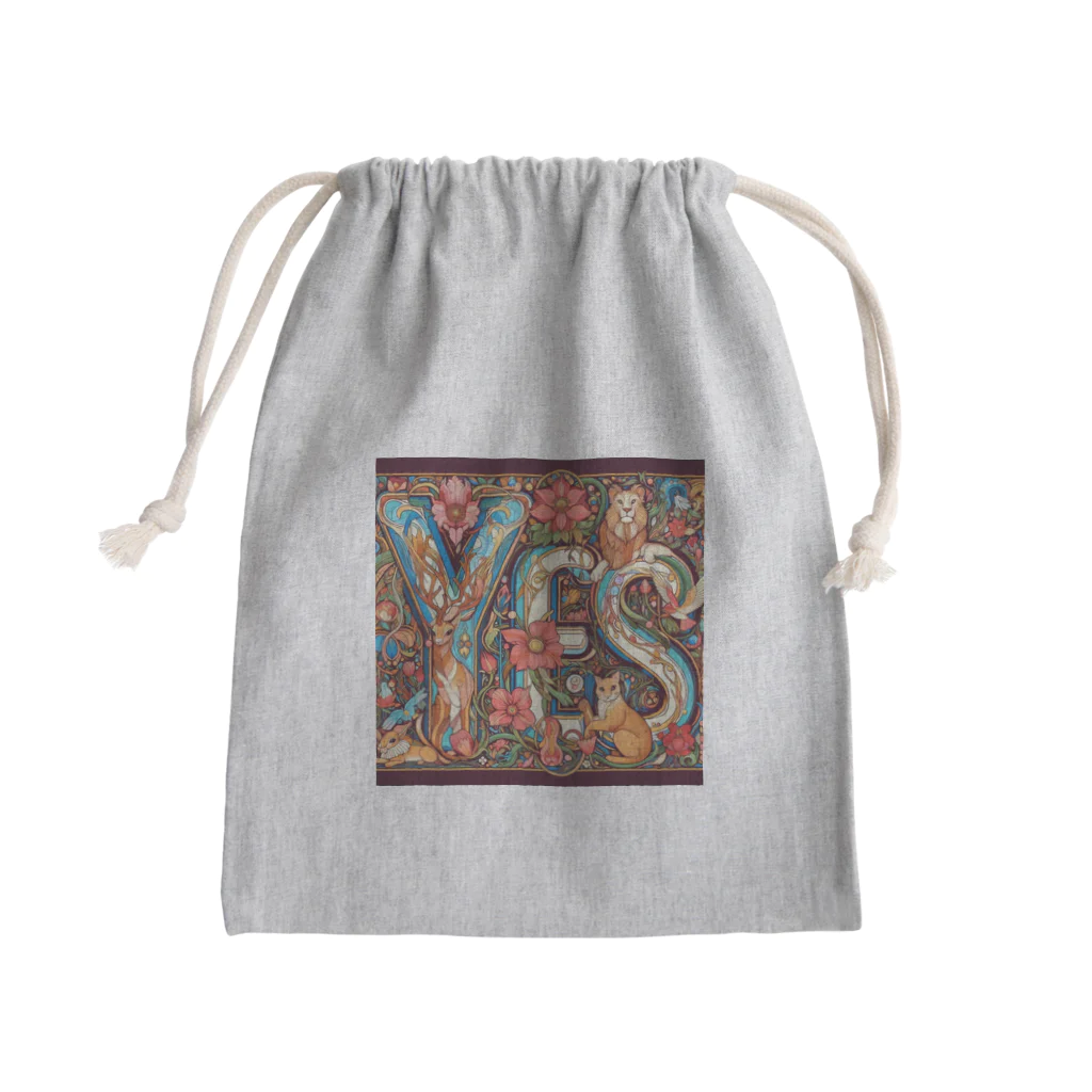 nico251の動物たちで描かれた文字　”YES” Mini Drawstring Bag