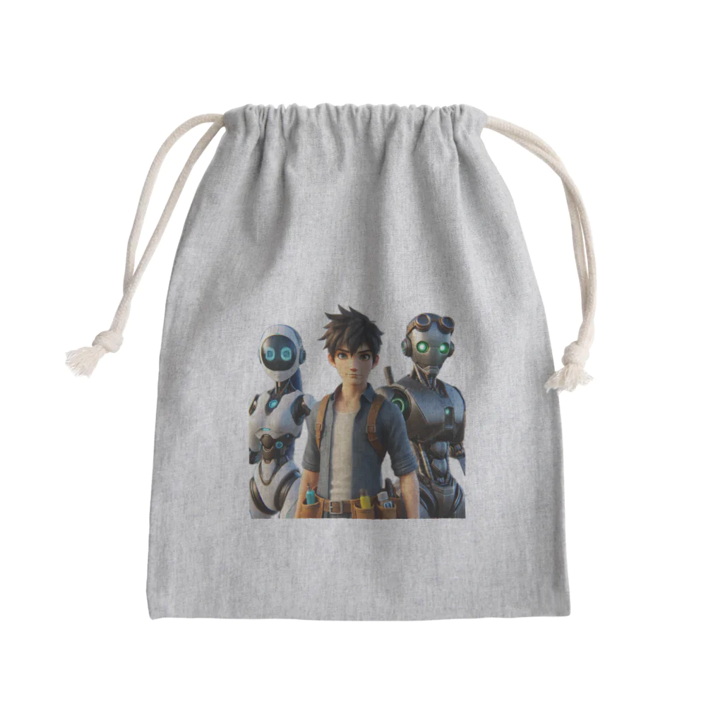 ETOWA_TOWAの未来都市のロボットたち Mini Drawstring Bag