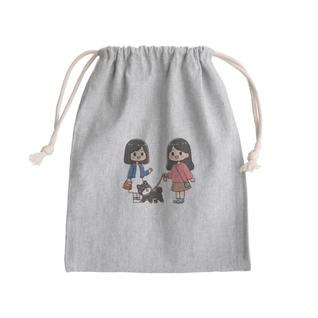 kazu_gのマメシバのつぶやき「ねぇ…散歩しようよ…」（セリフ入り）（濃色用） Mini Drawstring Bag