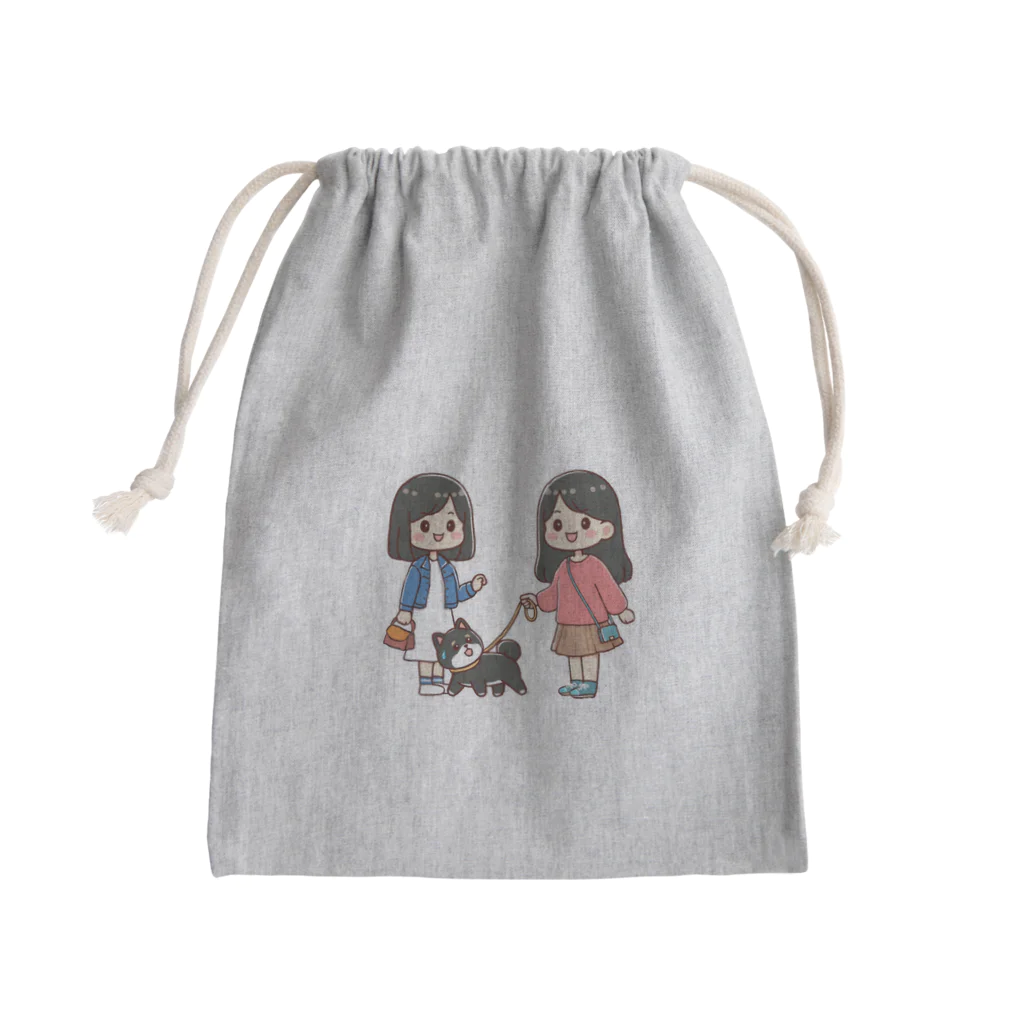 kazu_gのマメシバのつぶやき「ねぇ…散歩しようよ…」（濃色用） Mini Drawstring Bag