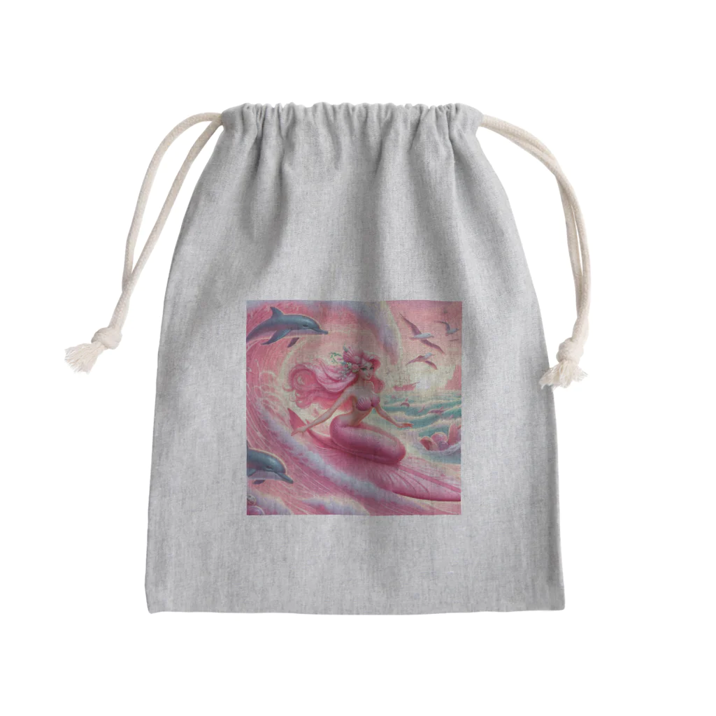 pinkgalmermaidのセクシーマーメイドサーフィン3 Mini Drawstring Bag