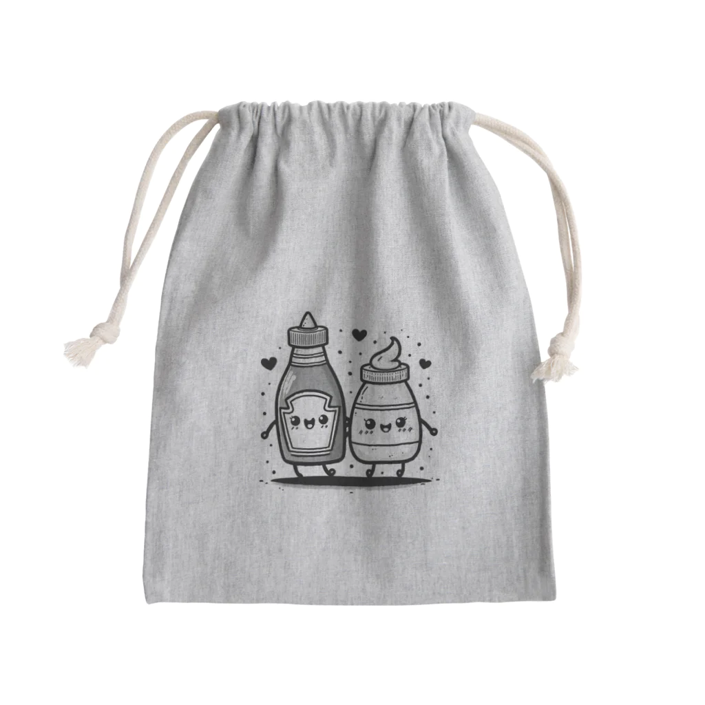 chirimenjarincoのケチャとマヨものくろ Mini Drawstring Bag