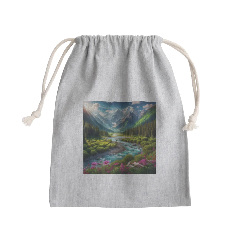 Rパンダ屋の「美しい山風景グッズ」 Mini Drawstring Bag