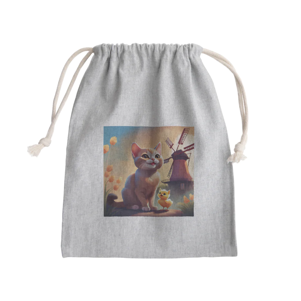 HanaCatStudioのかわいい猫とひよこさん！？はお友達 Mini Drawstring Bag