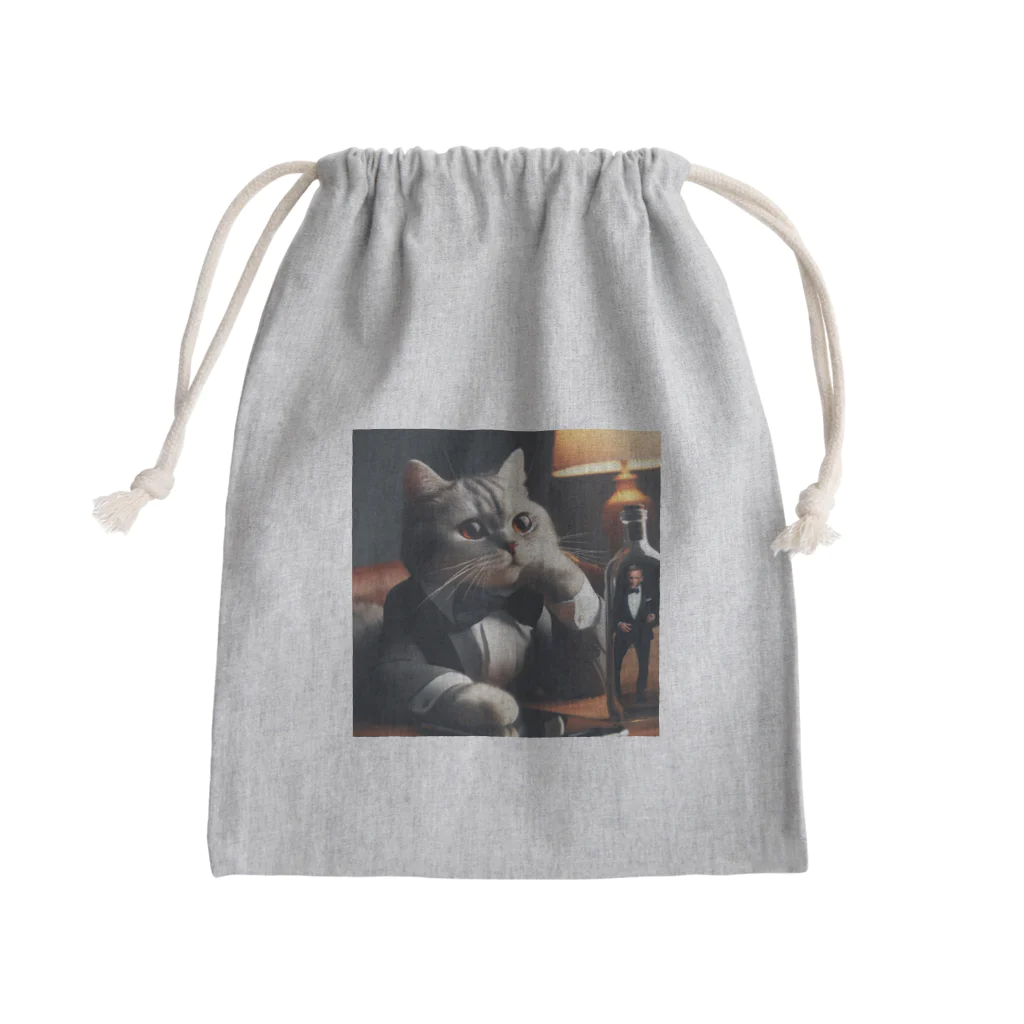 frogsystemのハードボイルドに憧れる猫２ Mini Drawstring Bag