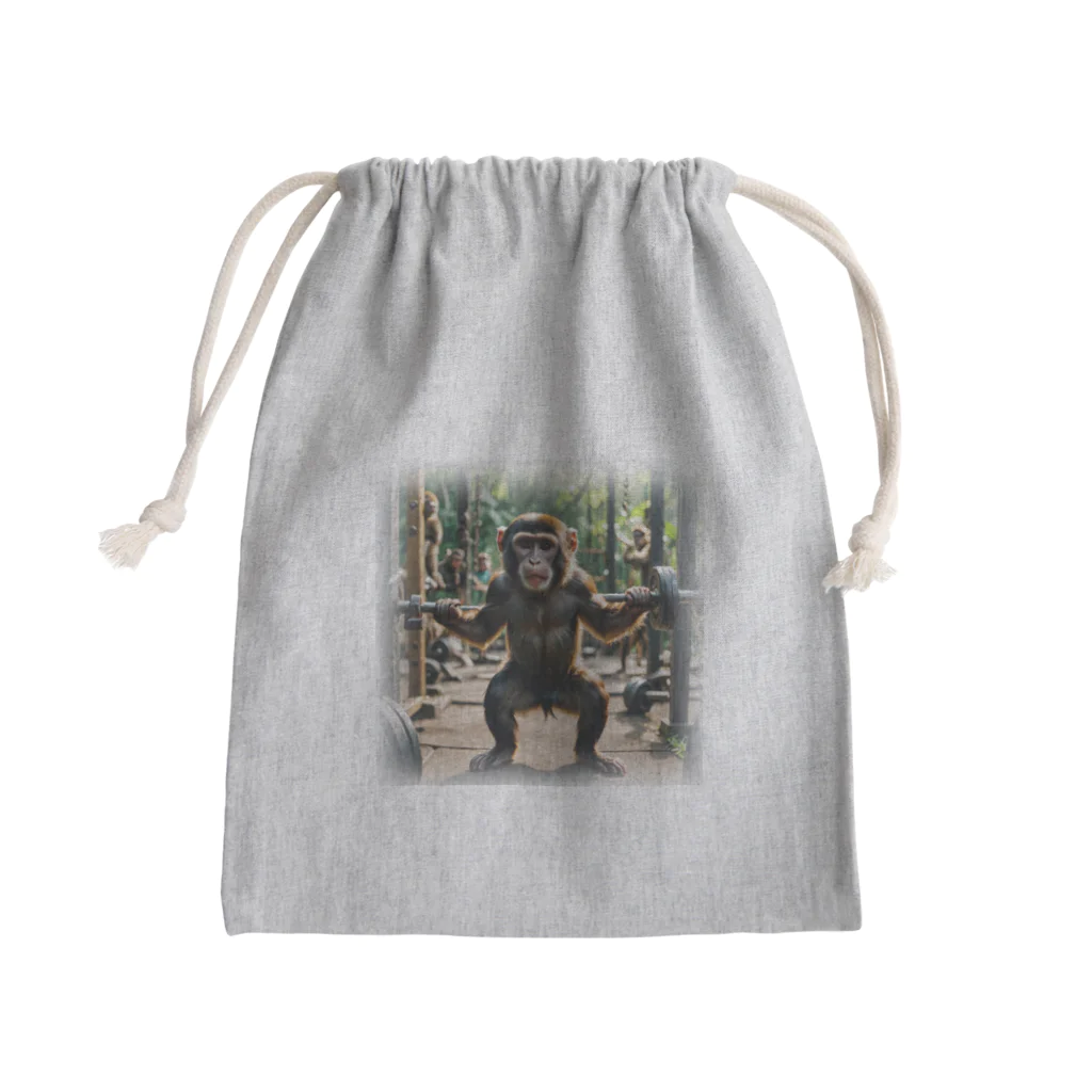 cache2445の鍛えているサル Mini Drawstring Bag