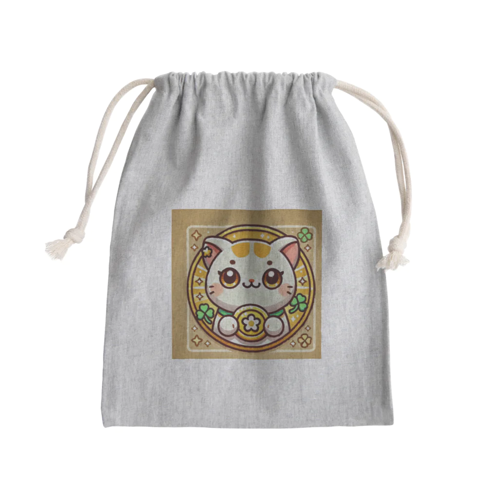 今夏期間限定販売。金福寿神社の知恵と金運を呼び込む動物キャラクターグッズの金運アップネコ Mini Drawstring Bag