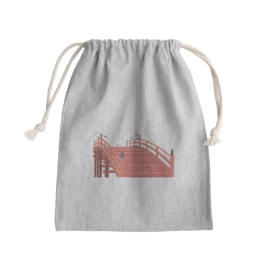 Amiの狐の手毬唄 太鼓橋と狛狐 Mini Drawstring Bag