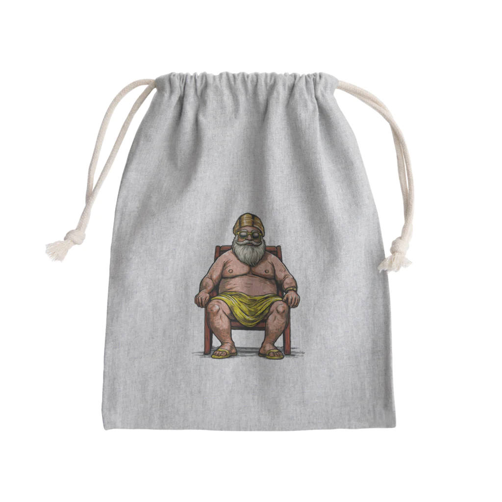 WABISABIMOMENTSのサウナで心地よさを追求するおじいさん - 背景なし Mini Drawstring Bag