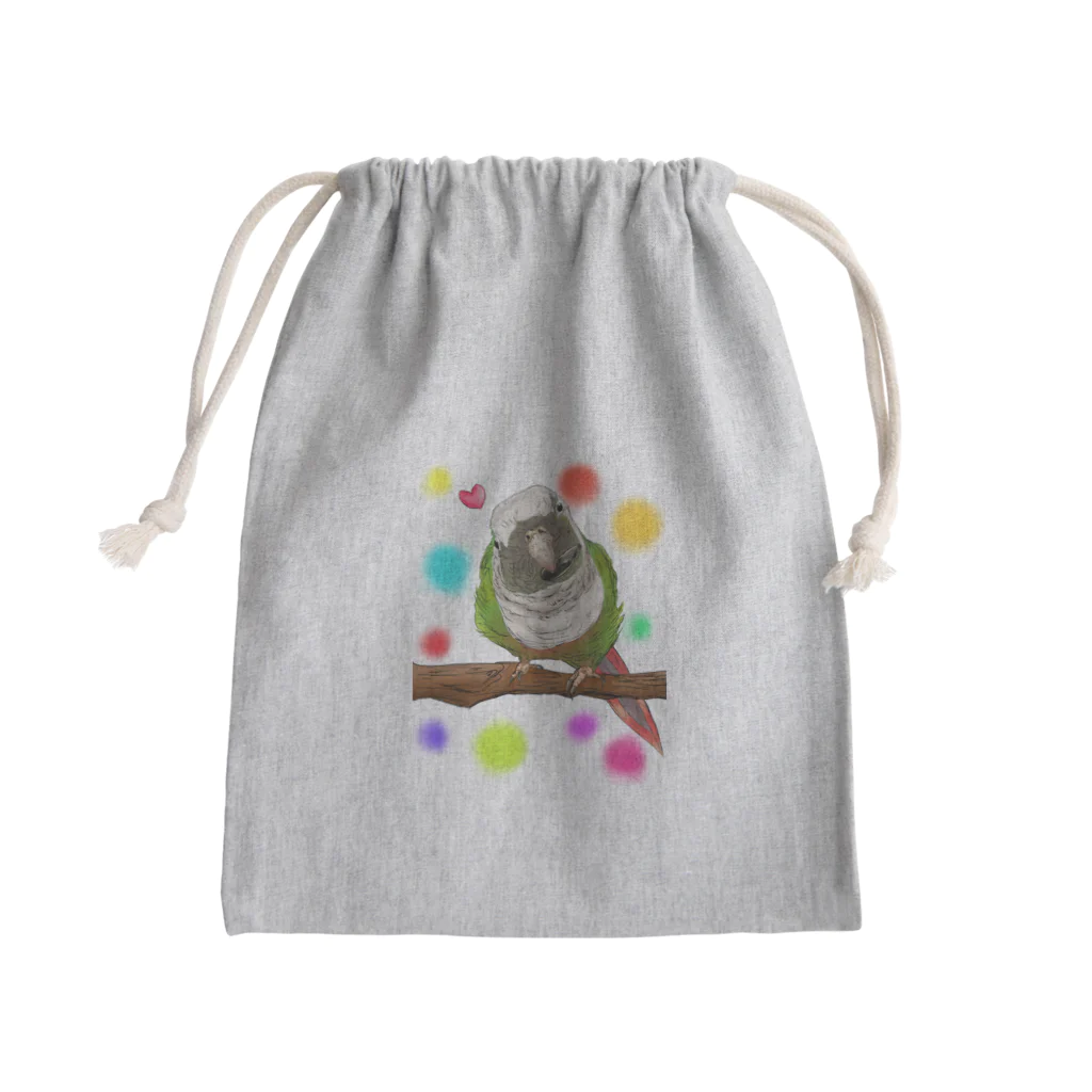 Lily bird（リリーバード）のホオミドリアカオウロコインコ フルカラー② Mini Drawstring Bag