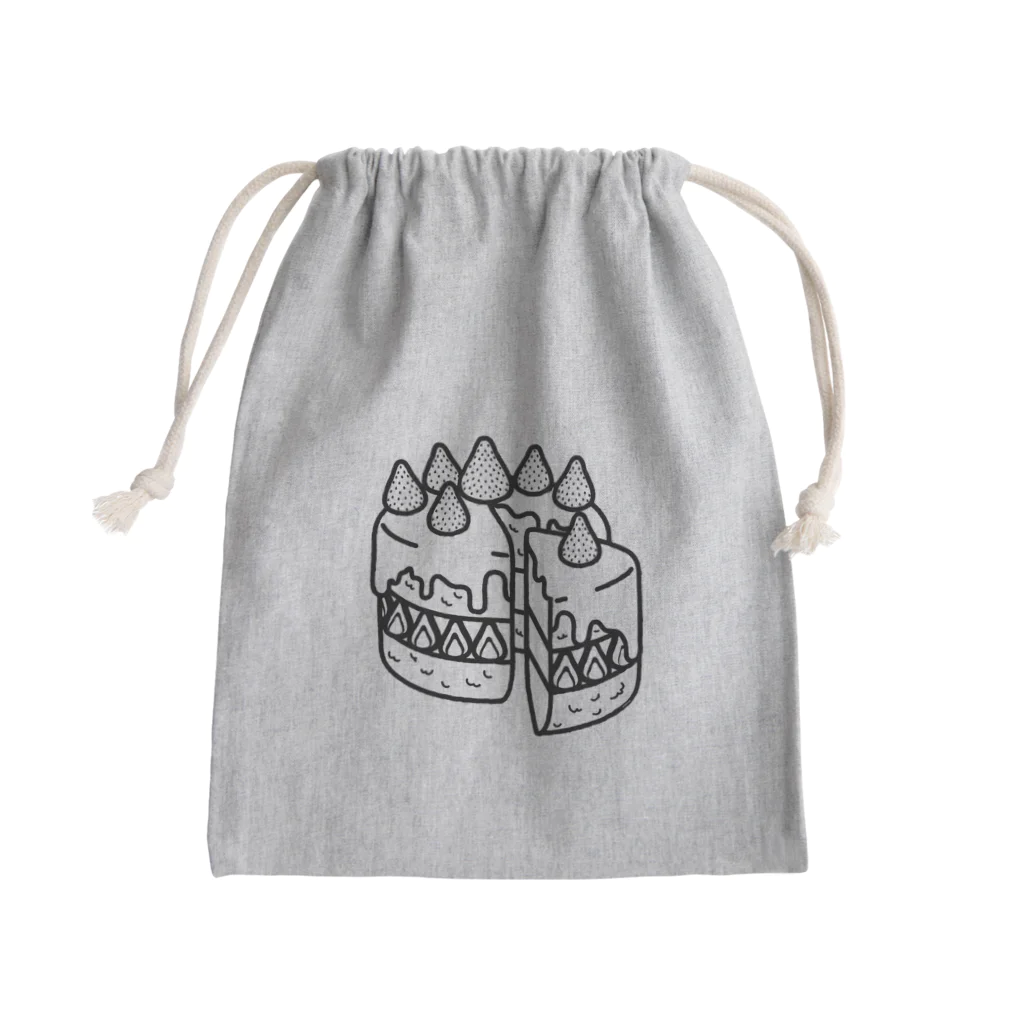 Cɐkeccooの特別な日のショートケーキ-モノクロ Mini Drawstring Bag
