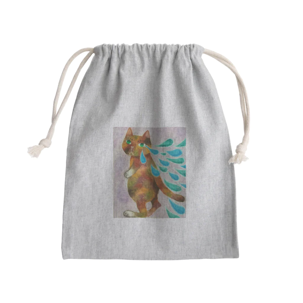 あなぐま(ひらいまき)の泣きたい日もあるコケねこさん Mini Drawstring Bag