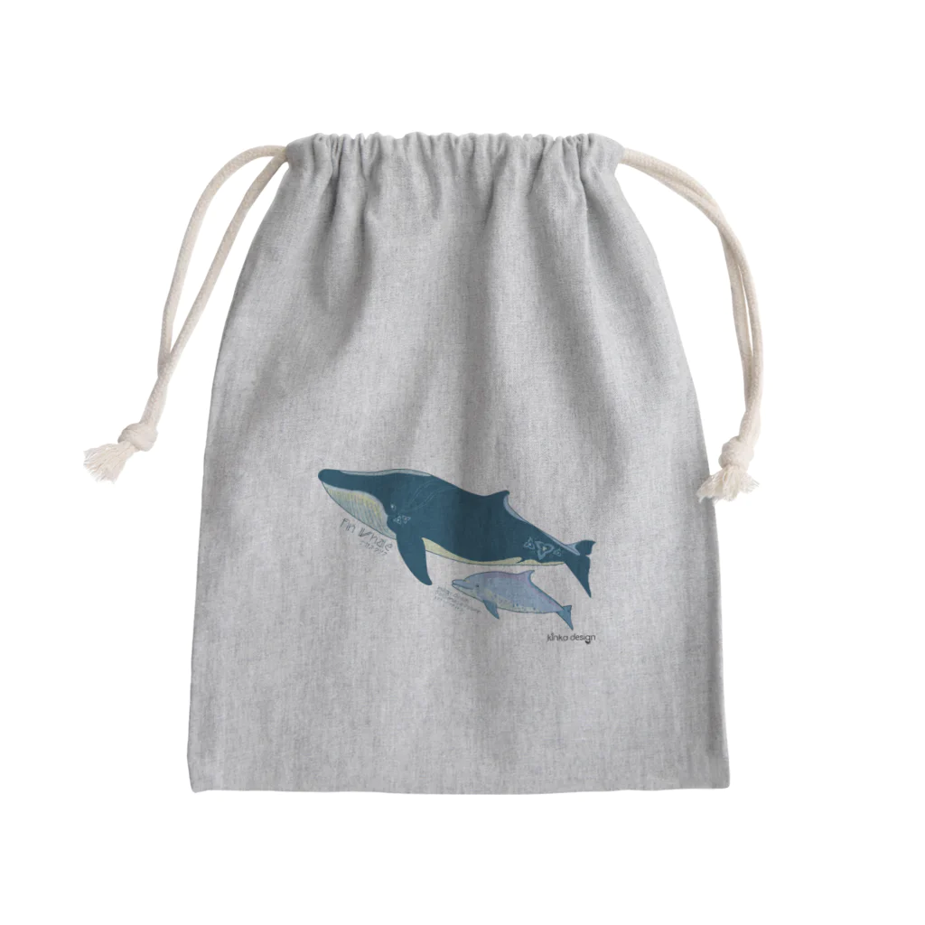 Kinkadesign うみのいきものカワイイShopのナガスクジラとミナミハンドウイルカ  Mini Drawstring Bag